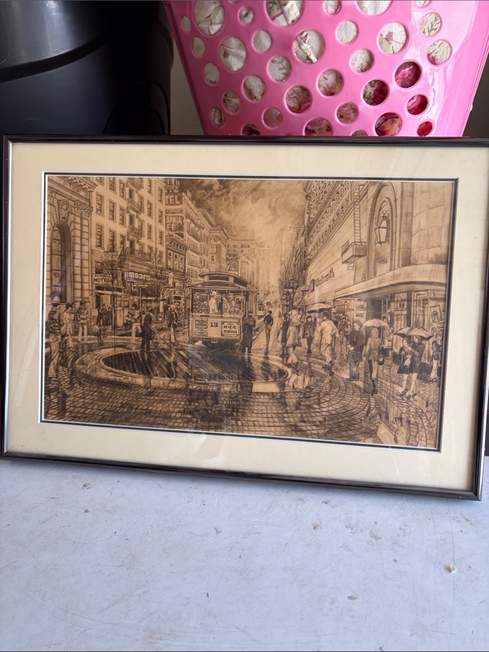 Sepia City Street Art Print - Framed Vintage Urban Scene